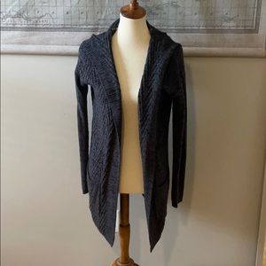 Gray Hooded Sweater Cardigan